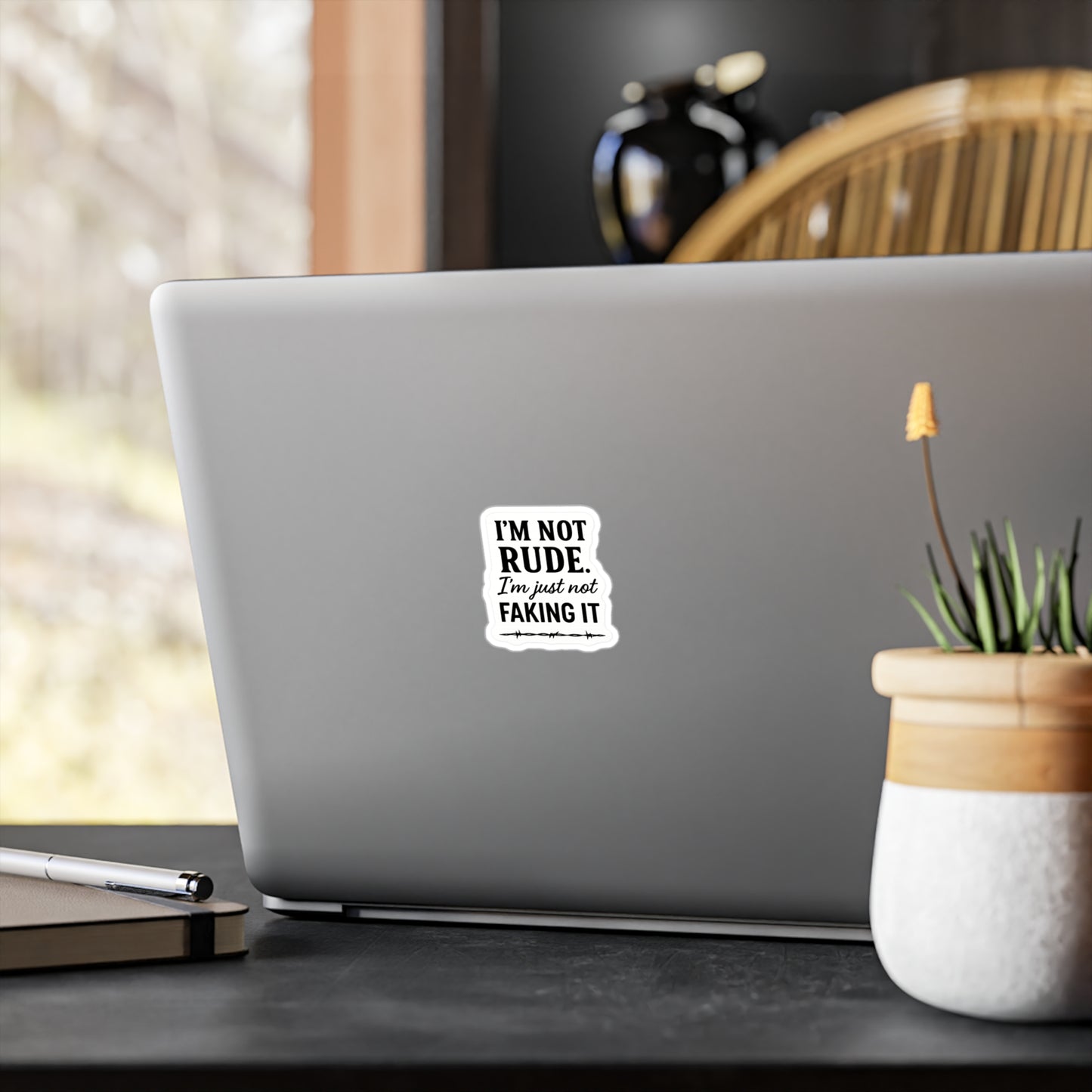 Not Faking It: Bold Typography Sticker Design, Viral Social Commentary Graphic- Inspired, Sassy Sticker Decals -
