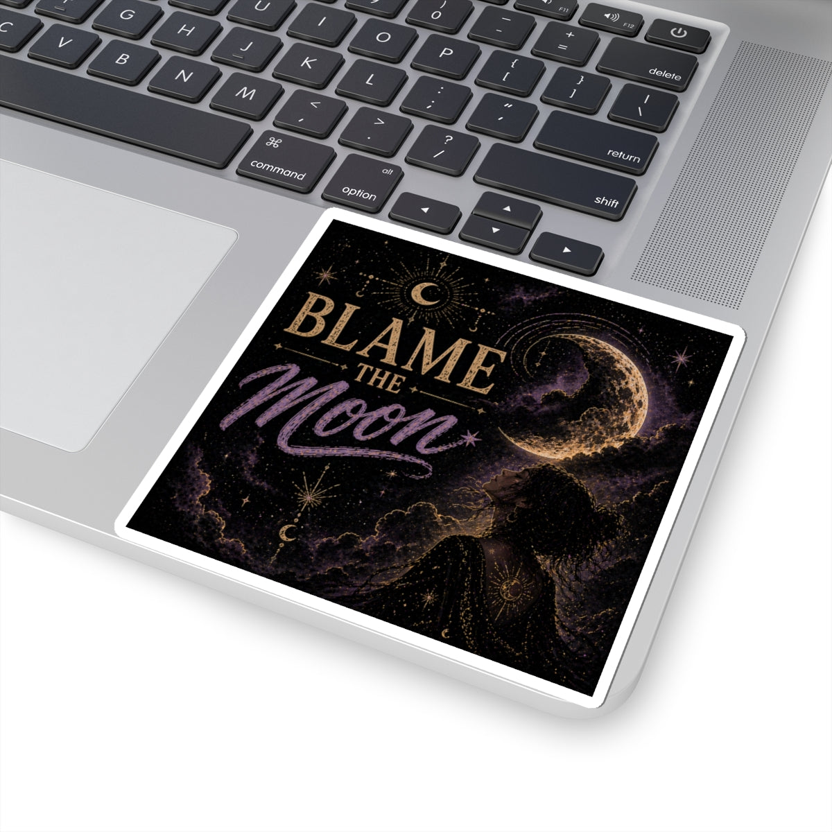 Blame the Moon Kiss-Cut Sticker — Mystic Celestial Moonlight Design